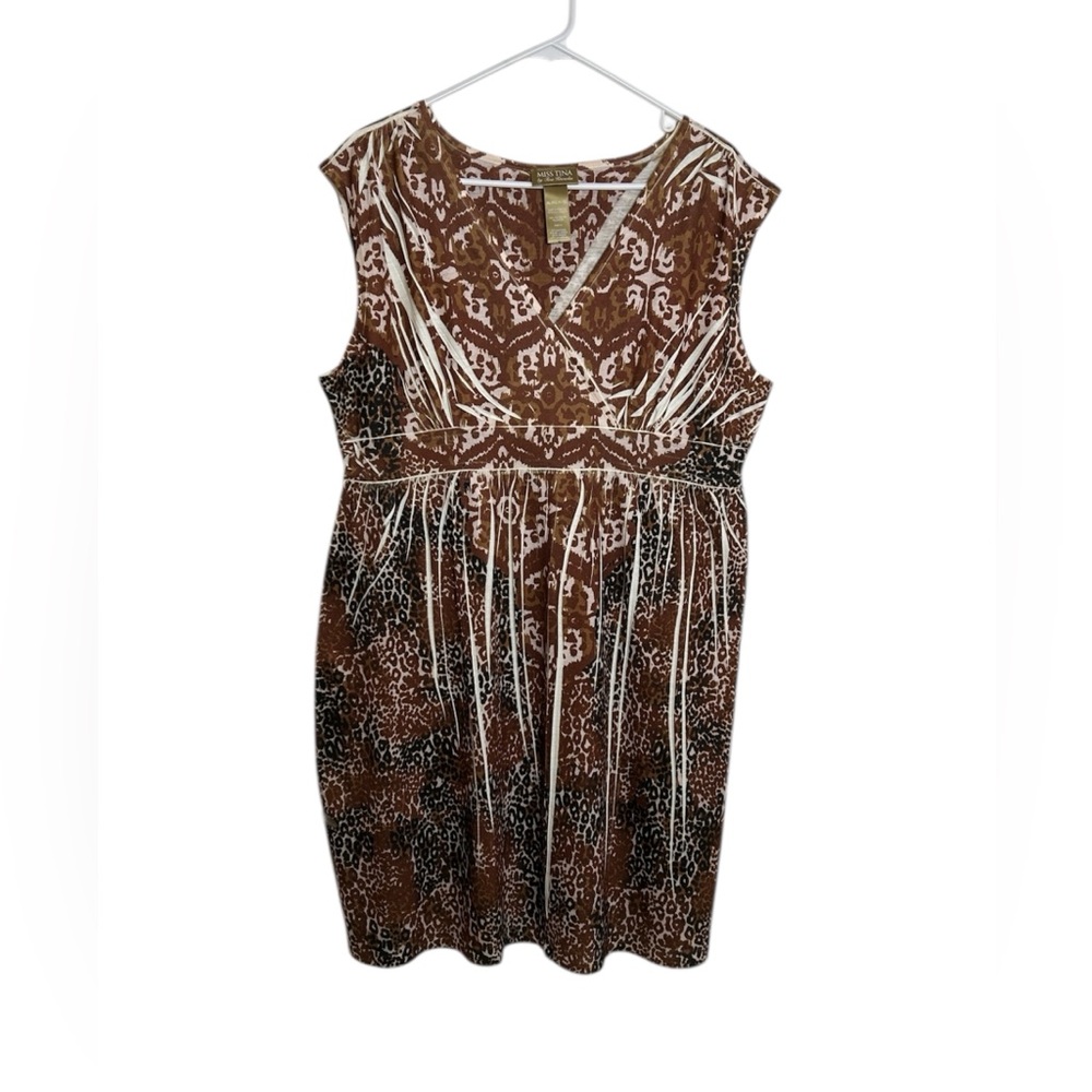 Miss Tina Size XL Leopard Motif Popover Sleeveless Dress